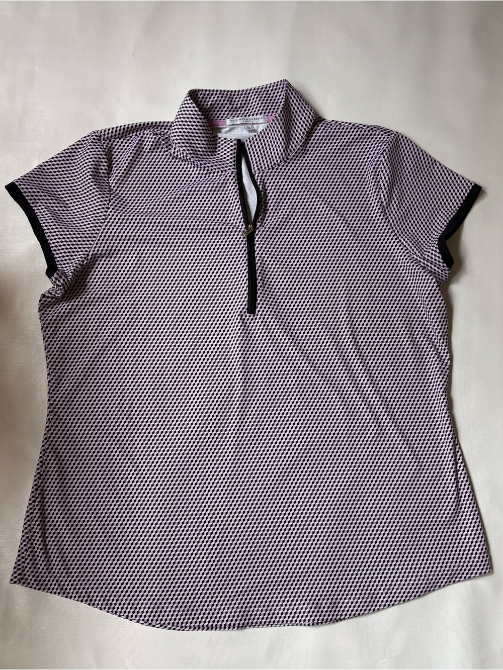 Fairway & Greene Pink and Black Short-Sleeve Zip Polo XL